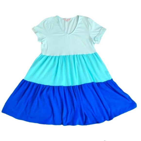 WILLOW DRIVE COLOR BLOCK T-SHIRT DRESS SZ. L - Picture 1 of 4